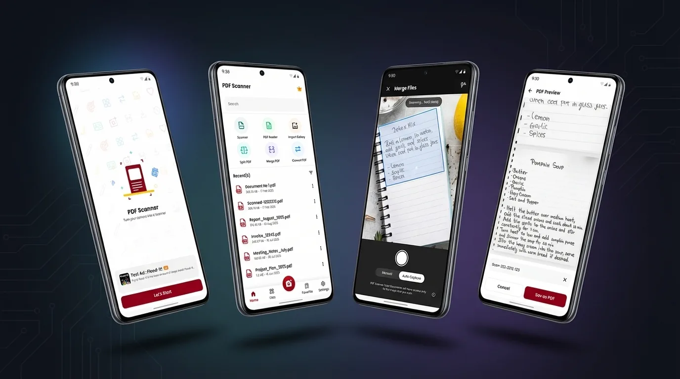PDF Scanner : Document Reader — app screens