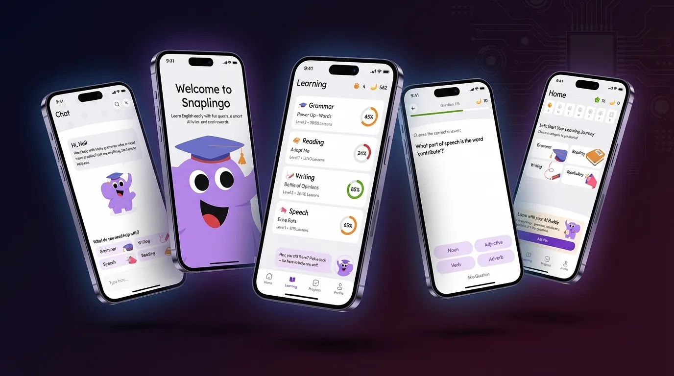 SnapLingo - AI-Powered Language Learning App — app screens