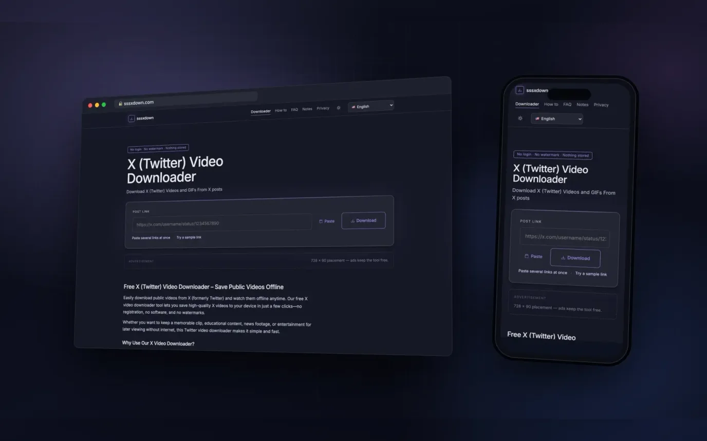 sssxdown - X (Twitter) Video Downloader — app screens