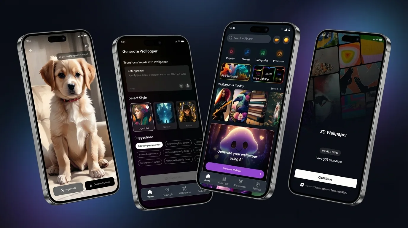 Live Wallpapers 4K, HD, Anime - AI-Powered Personalization App — app screens